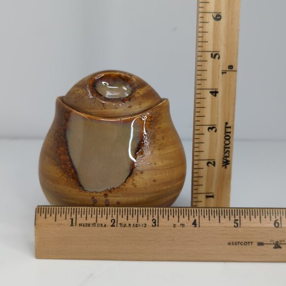 Sango Splash Creamer and Sugar bowl with lid Brown drip glaze Stoneware - Picture 8 of 16